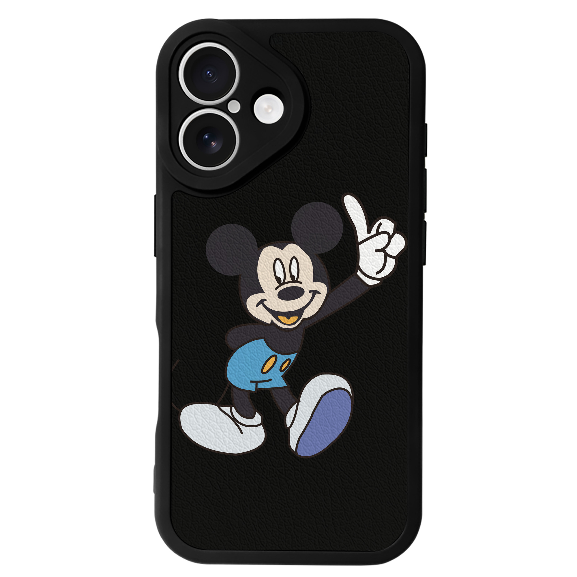 （画像用） ミッキーマウス Mickey Mouse 【iPhone 16シリーズ対応】シリコンスマホケース（レザー調） 材質：シリコン